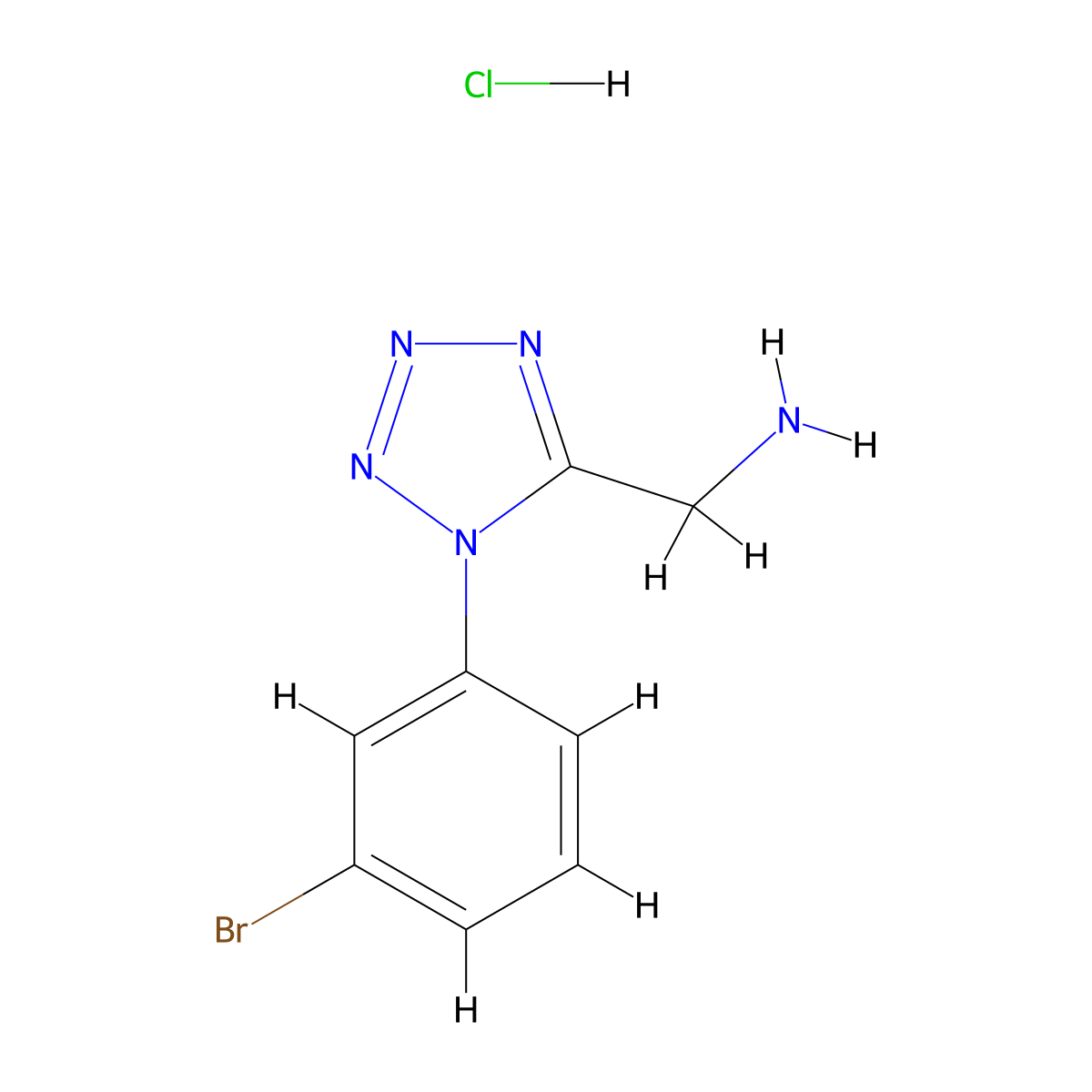 {[1-(3-bromophenyl)-1H-tetrazol-5-yl]methyl}amine hydrochloride molecular structure, CAS 1426290-60-9