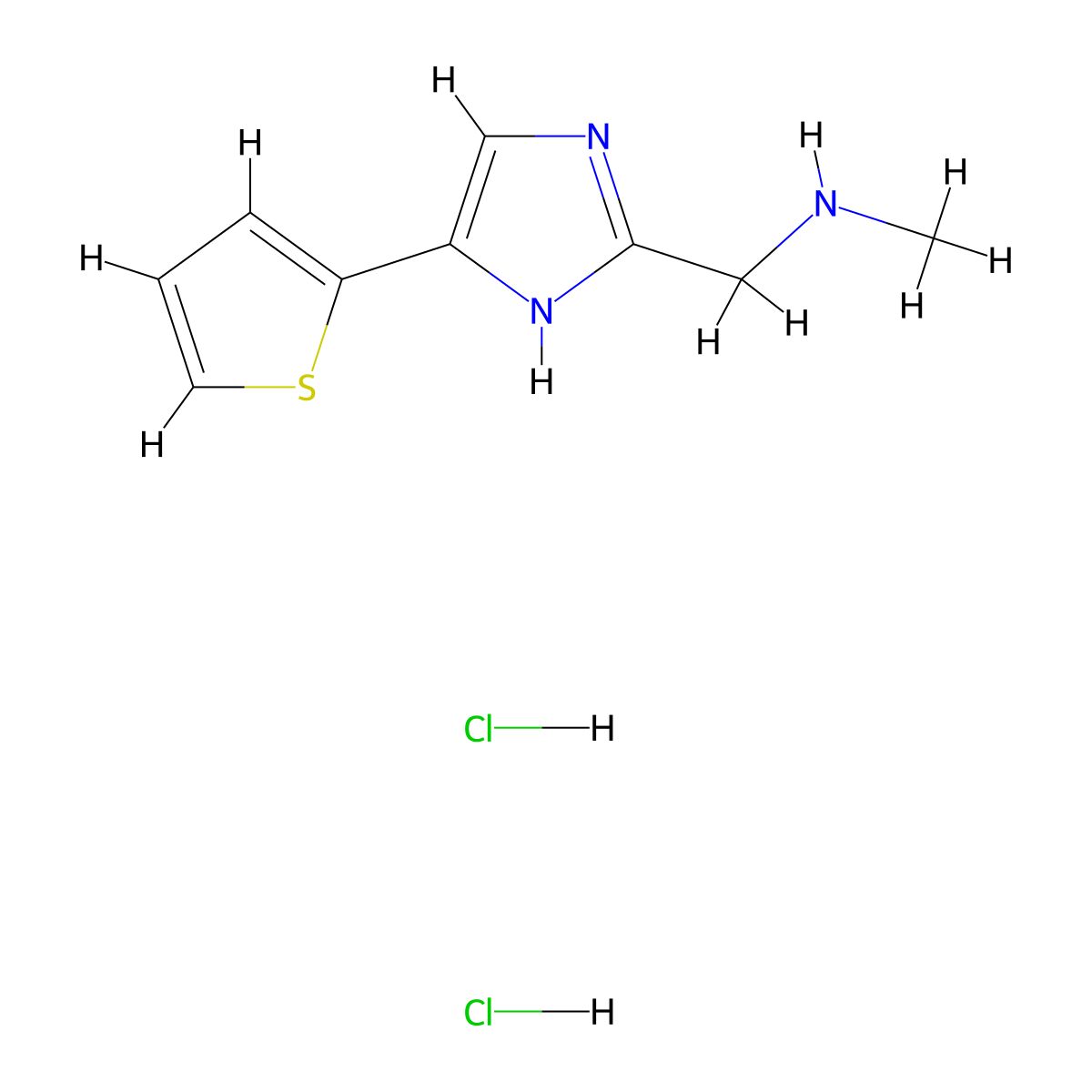 N-methyl-1-[4-(2-thienyl)-1H-imidazol-2-yl]methanamine dihydrochloride molecular structure, CAS 1426290-67-6