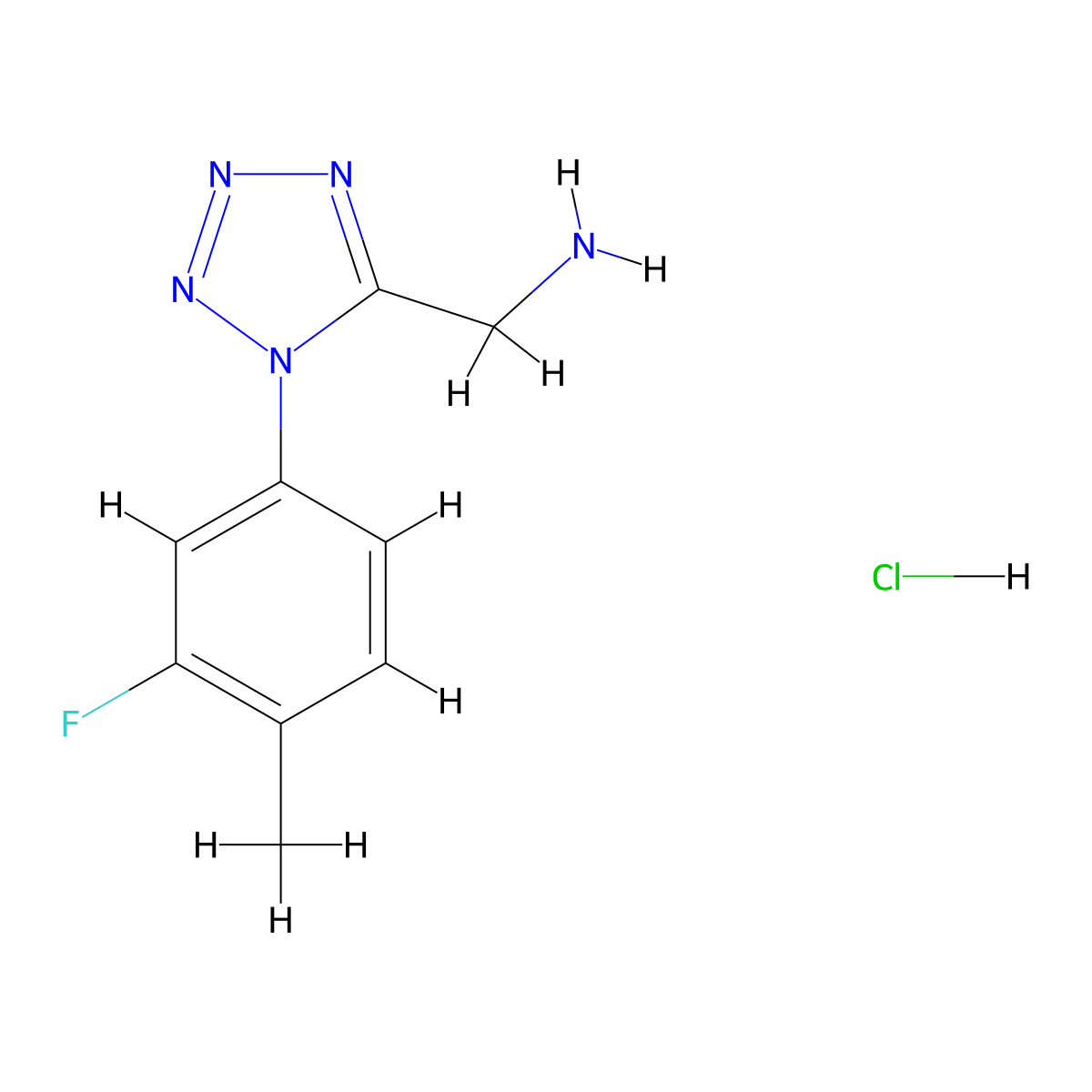 {[1-(3-fluoro-4-methylphenyl)-1H-tetrazol-5-yl]methyl}amine hydrochloride molecular structure, CAS 1426290-70-1