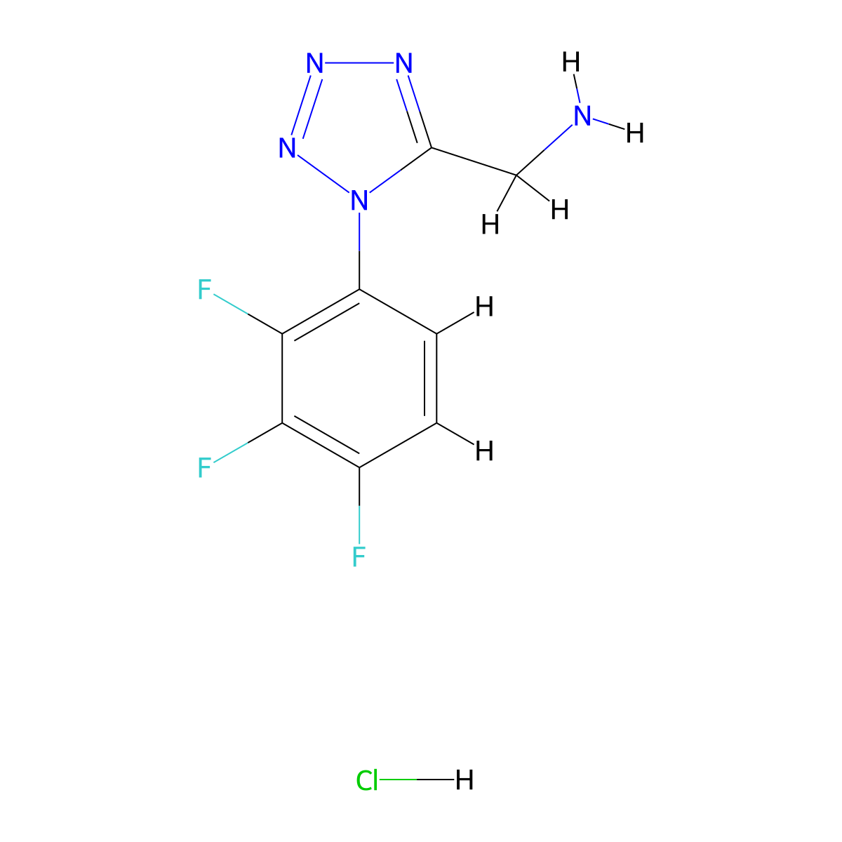 {[1-(2,3,4-trifluorophenyl)-1H-tetrazol-5-yl]methyl}amine hydrochloride molecular structure, CAS 1426290-71-2
