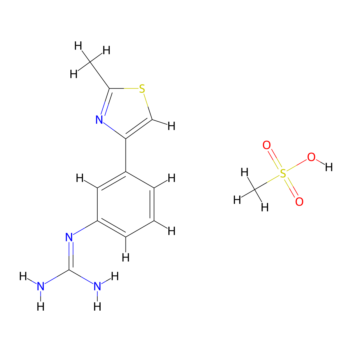 N-[3-(2-methyl-1,3-thiazol-4-yl)phenyl]guanidine methanesulfonate molecular structure, CAS 1426290-82-5