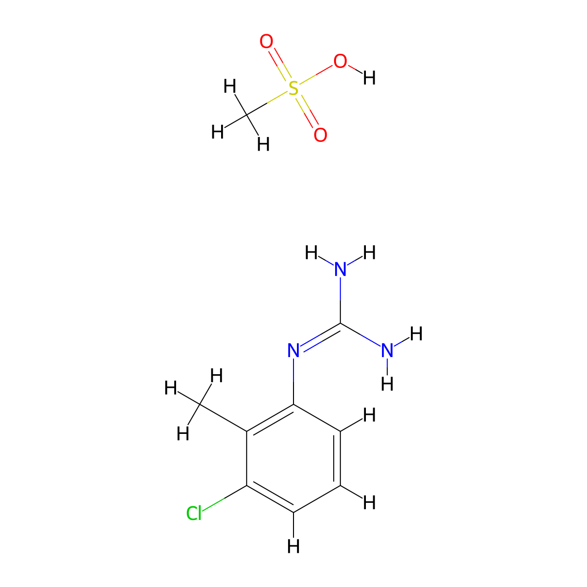 N-(3-chloro-2-methylphenyl)guanidine methanesulfonate molecular structure, CAS 1426290-84-7