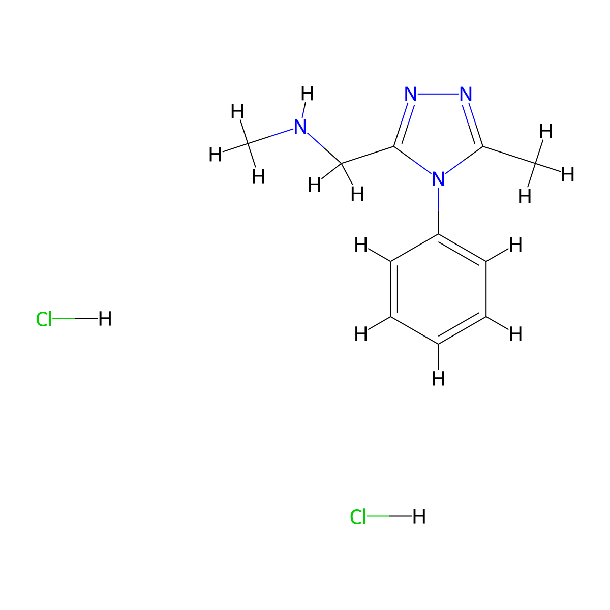 N-methyl-1-(5-methyl-4-phenyl-4H-1,2,4-triazol-3-yl)methanamine dihydrochloride molecular structure, CAS 1426290-88-1