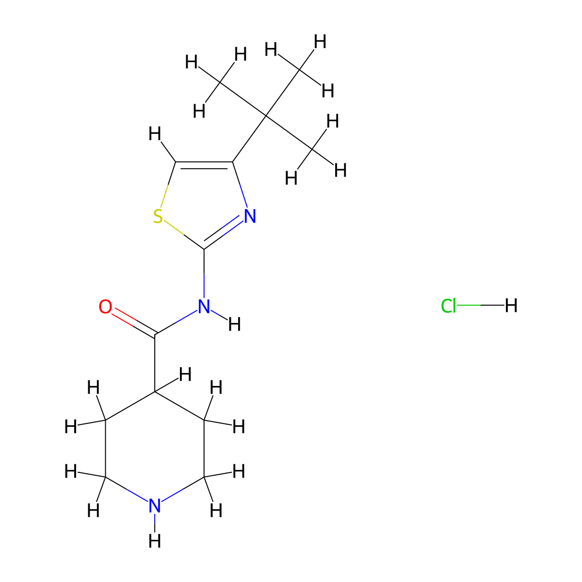 N-(4-tert-butyl-1,3-thiazol-2-yl)piperidine-4-carboxamide hydrochloride molecular structure, CAS 1426290-92-7