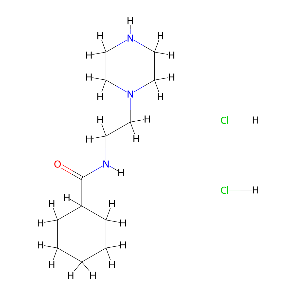 N-(2-piperazin-1-ylethyl)cyclohexanecarboxamide dihydrochloride molecular structure, CAS 1426291-09-9