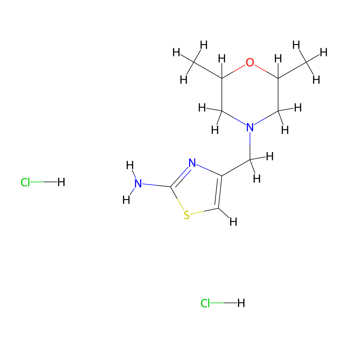 4-[(2,6-Dimethylmorpholin-4-yl)methyl]-1,3-thiazol-2-amine dihydrochloride molecular structure, CAS 1426291-10-2