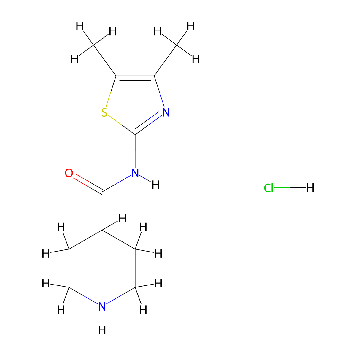 N-(4,5-dimethyl-1,3-thiazol-2-yl)piperidine-4-carboxamide hydrochloride molecular structure, CAS 1426291-13-5