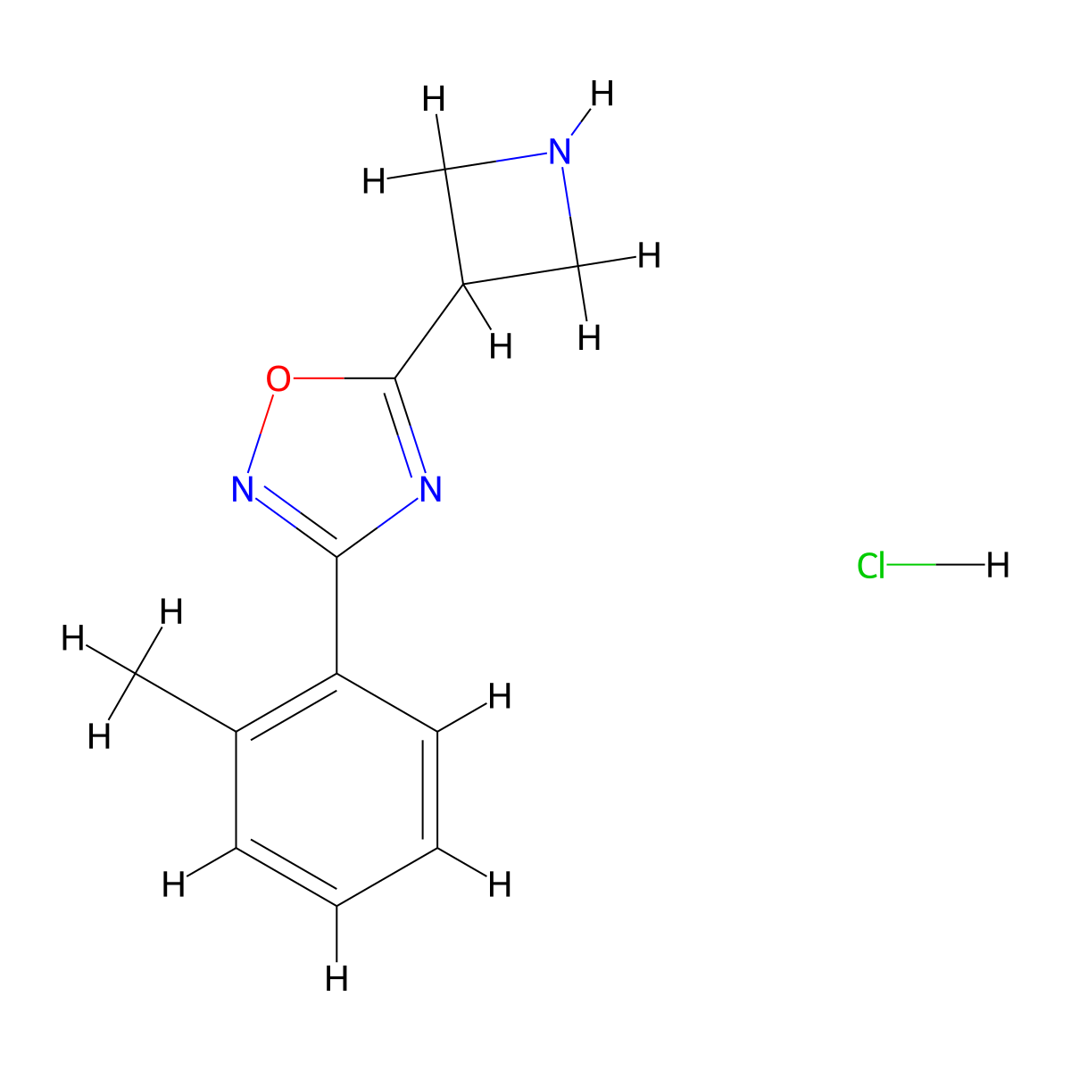5-Azetidin-3-yl-3-(2-methylphenyl)-1,2,4-oxadiazole hydrochloride molecular structure, CAS 1426291-25-9
