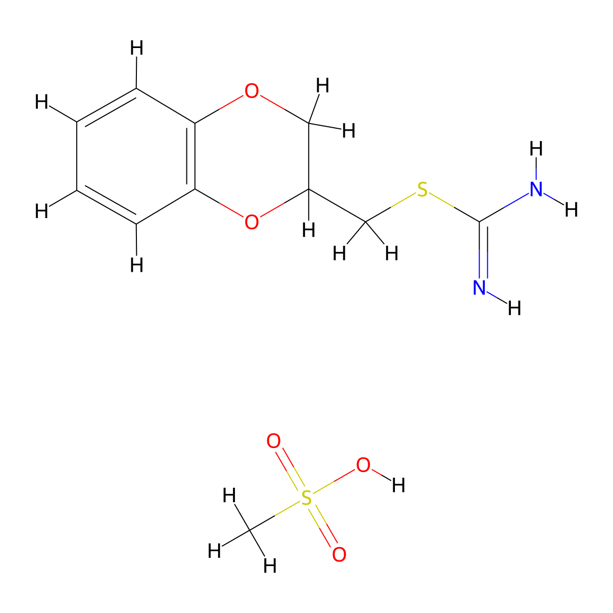 2,3-Dihydro-1,4-benzodioxin-2-ylmethyl imidothiocarbamate methanesulfonat+ molecular structure, CAS 1426291-41-9