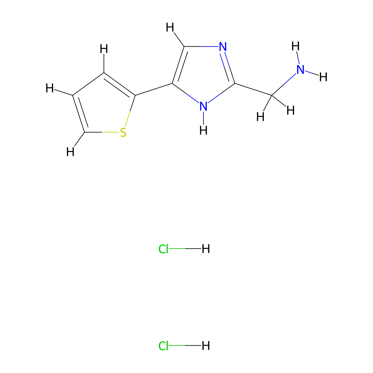 [4-(thiophen-2-yl)-1H-imidazol-2-yl]methanamine dihydrochloride molecular structure, CAS 1426291-53-3