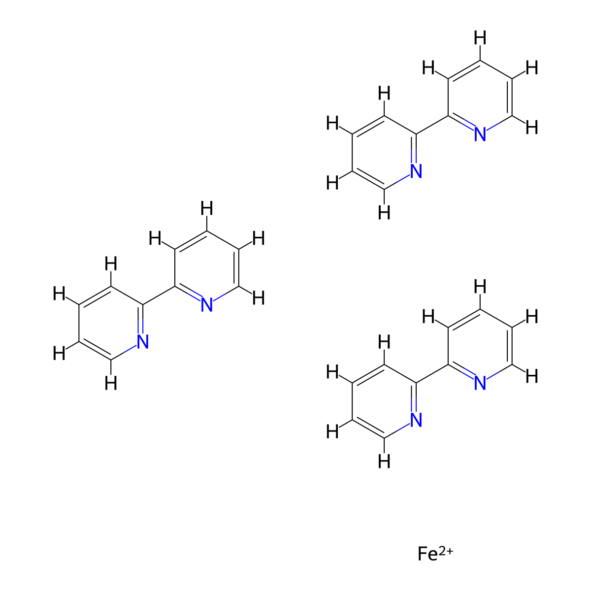 Tris(2,2'-bipyridyl)-Fe(II) complex molecular structure, CAS 14263-81-1