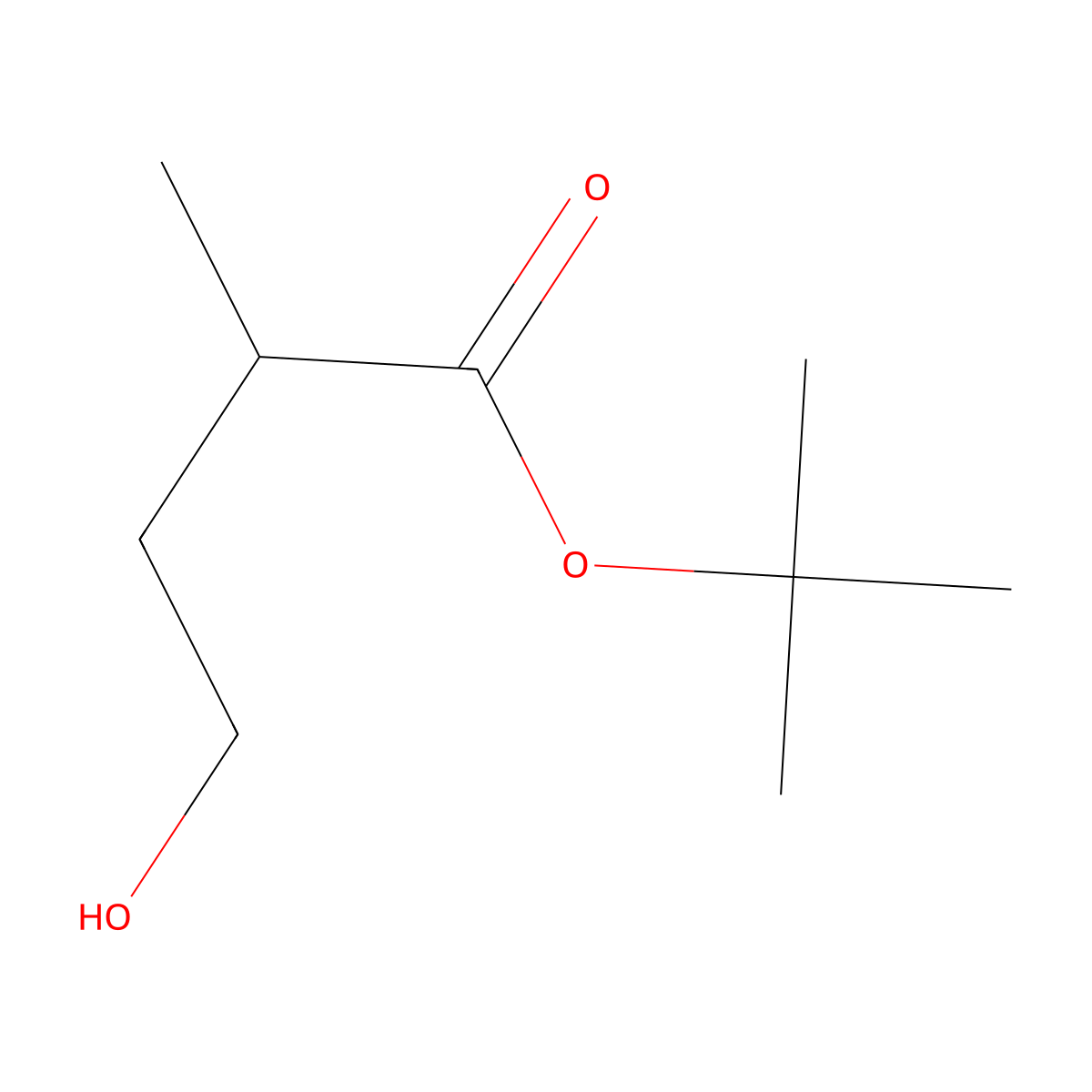 Tert-butyl 4-hydroxy-2-methylbutanoate molecular structure, CAS 1426307-12-1