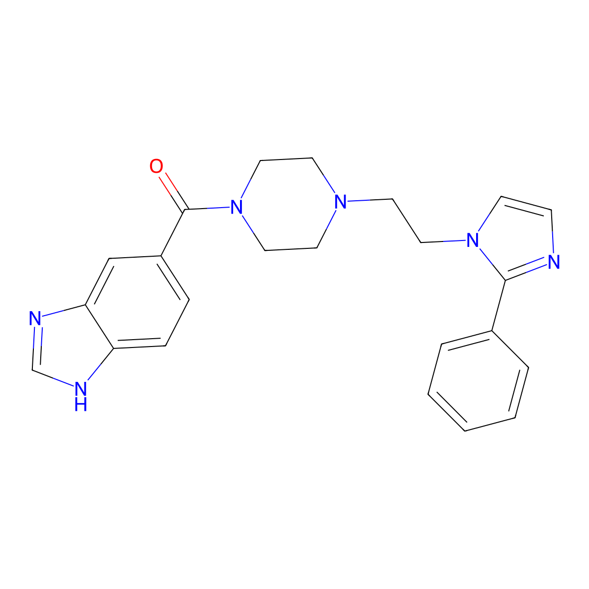 (1H-benzo[d]imidazol-5-yl)(4-(2-(2-phenyl-1H-imidazol-1-yl)ethyl)piperazin-1-yl)methanone molecular structure, CAS 1426314-52-4
