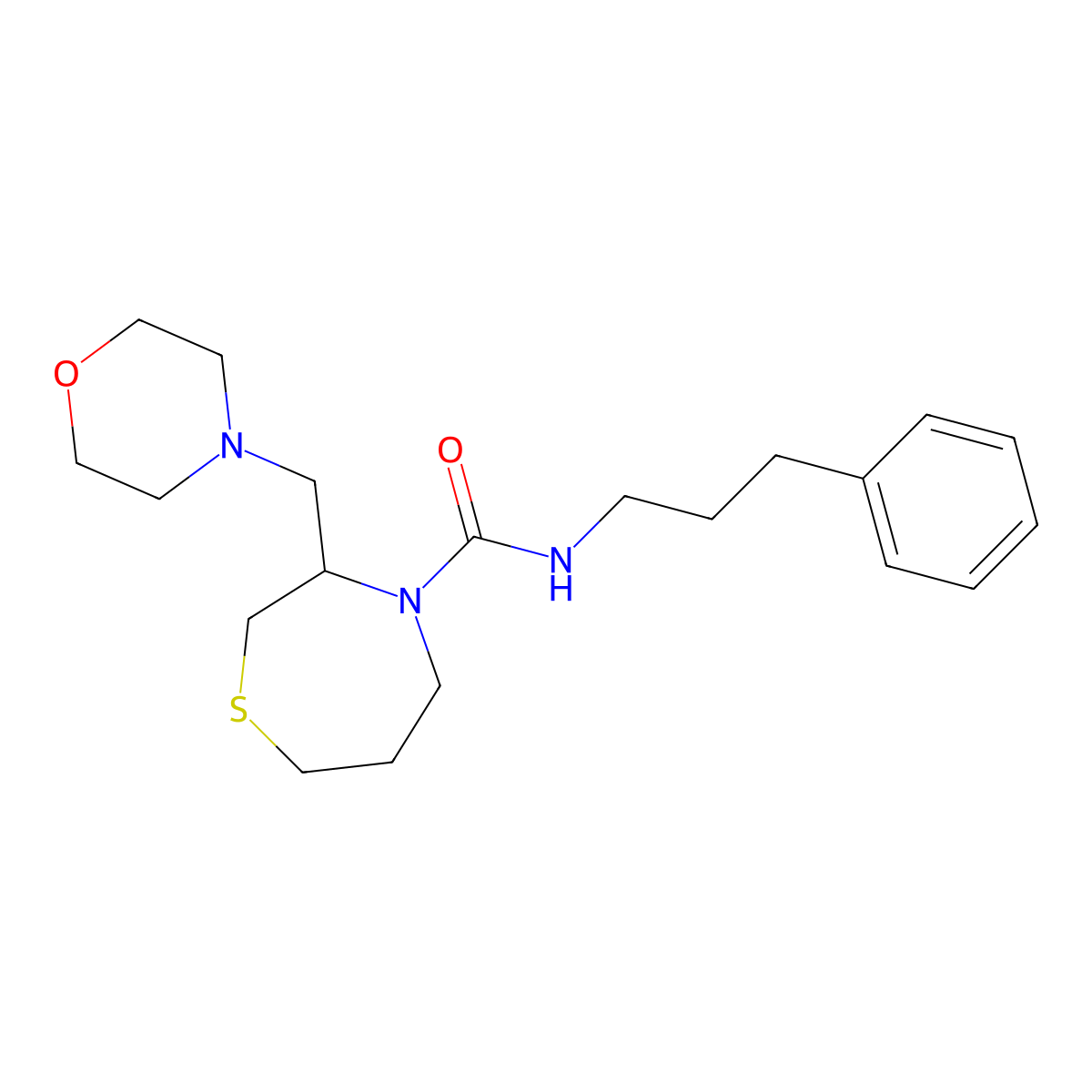 3-(morpholinomethyl)-N-(3-phenylpropyl)-1,4-thiazepane-4-carboxamide molecular structure, CAS 1426314-58-0