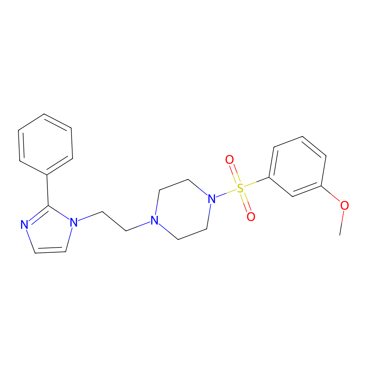 1-((3-methoxyphenyl)sulfonyl)-4-(2-(2-phenyl-1H-imidazol-1-yl)ethyl)piperazine molecular structure, CAS 1426314-62-6