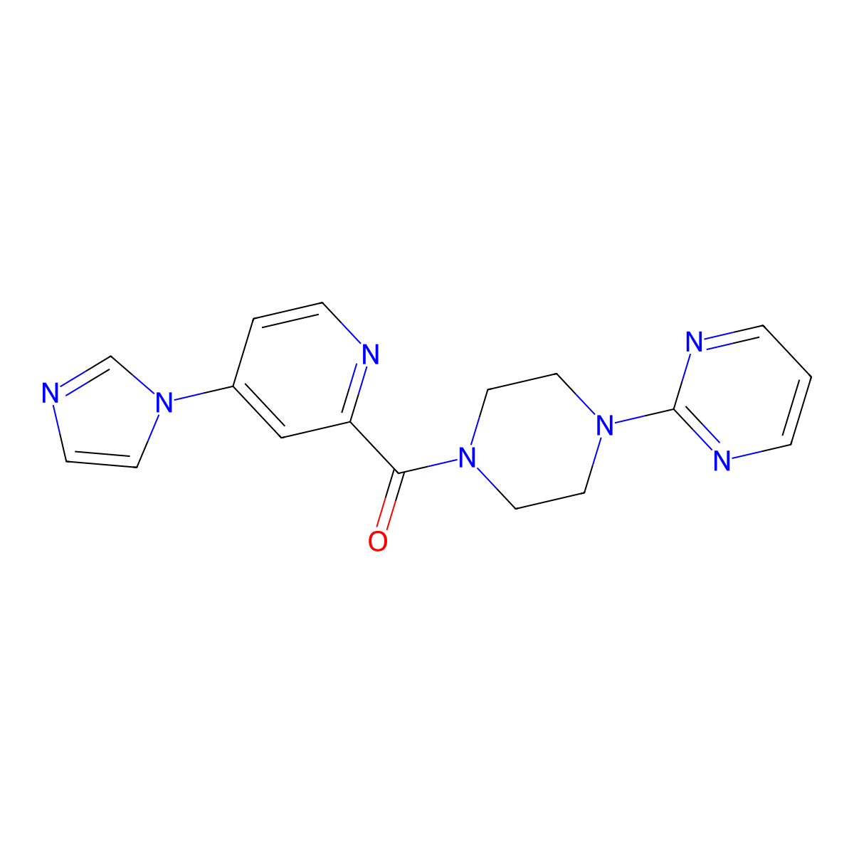 (4-(1H-imidazol-1-yl)pyridin-2-yl)(4-(pyrimidin-2-yl)piperazin-1-yl)methanone molecular structure, CAS 1426314-64-8