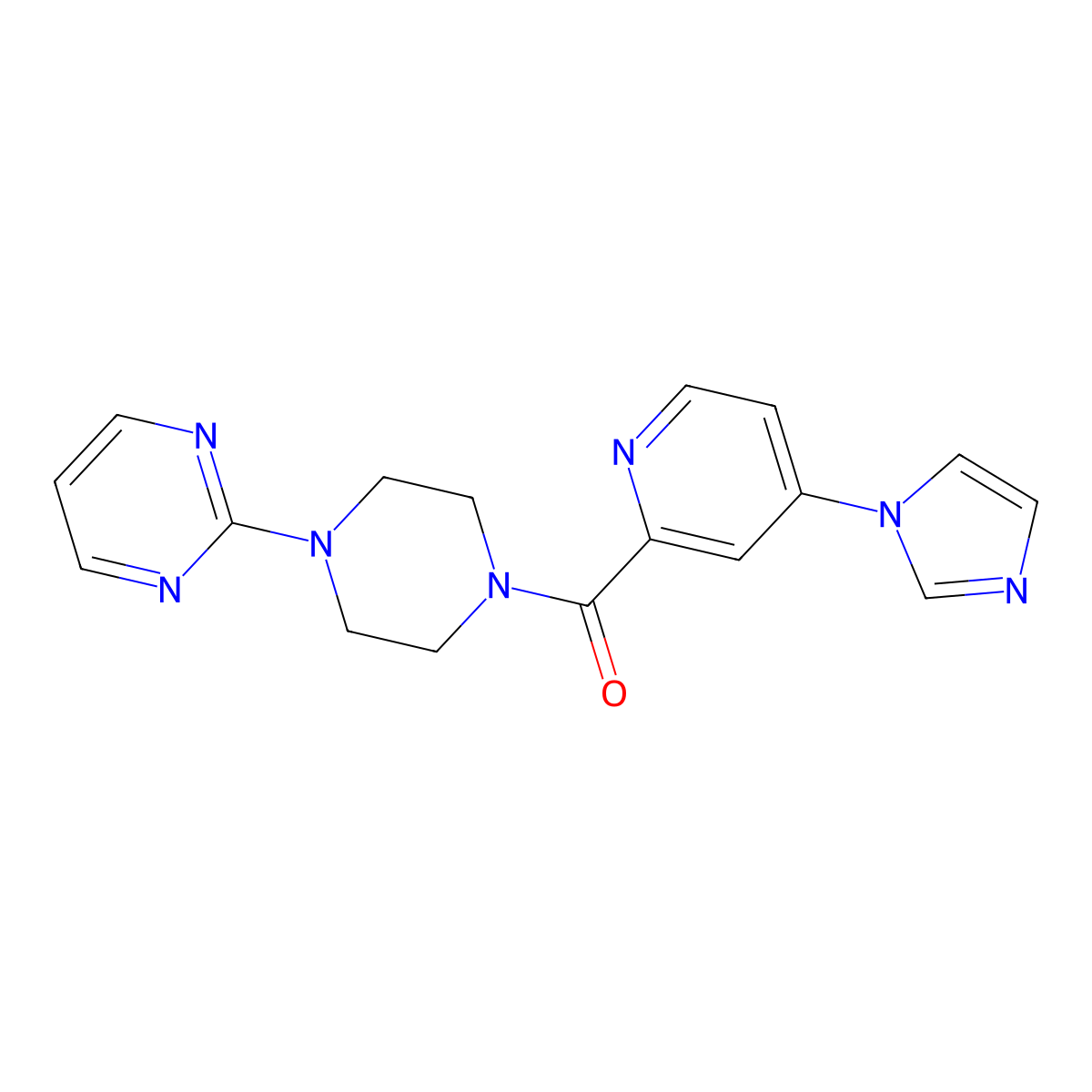 (4-(1H-imidazol-1-yl)pyridin-2-yl)(4-(pyrimidin-2-yl)piperazin-1-yl)methanone molecular structure, CAS 1426314-64-8