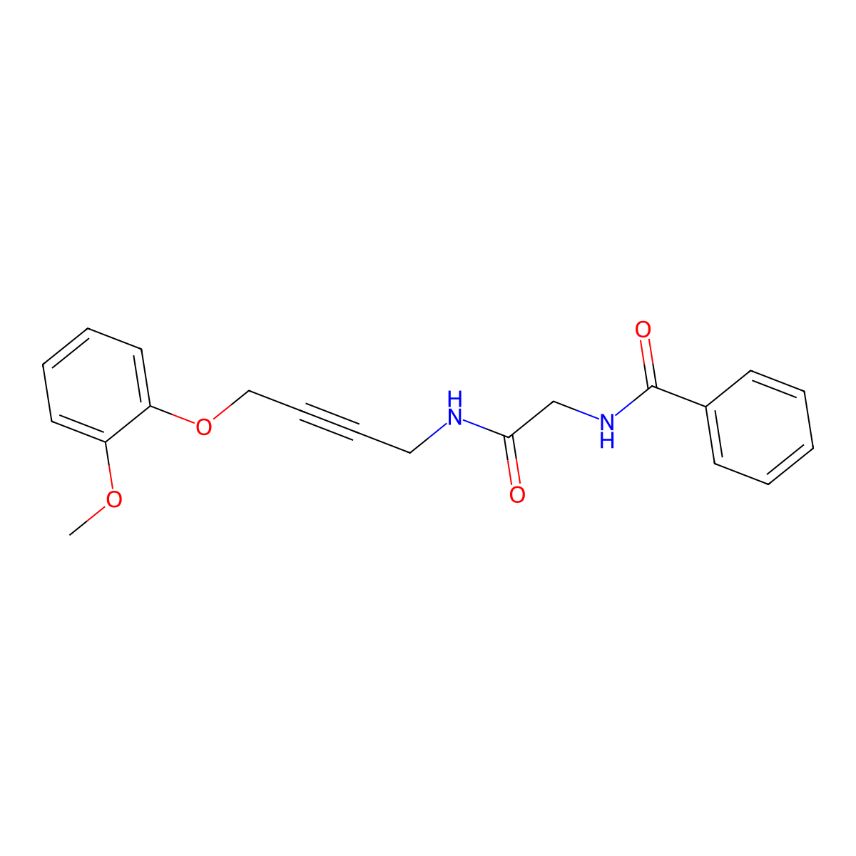 N-(2-((4-(2-methoxyphenoxy)but-2-yn-1-yl)amino)-2-oxoethyl)benzamide molecular structure, CAS 1426314-65-9