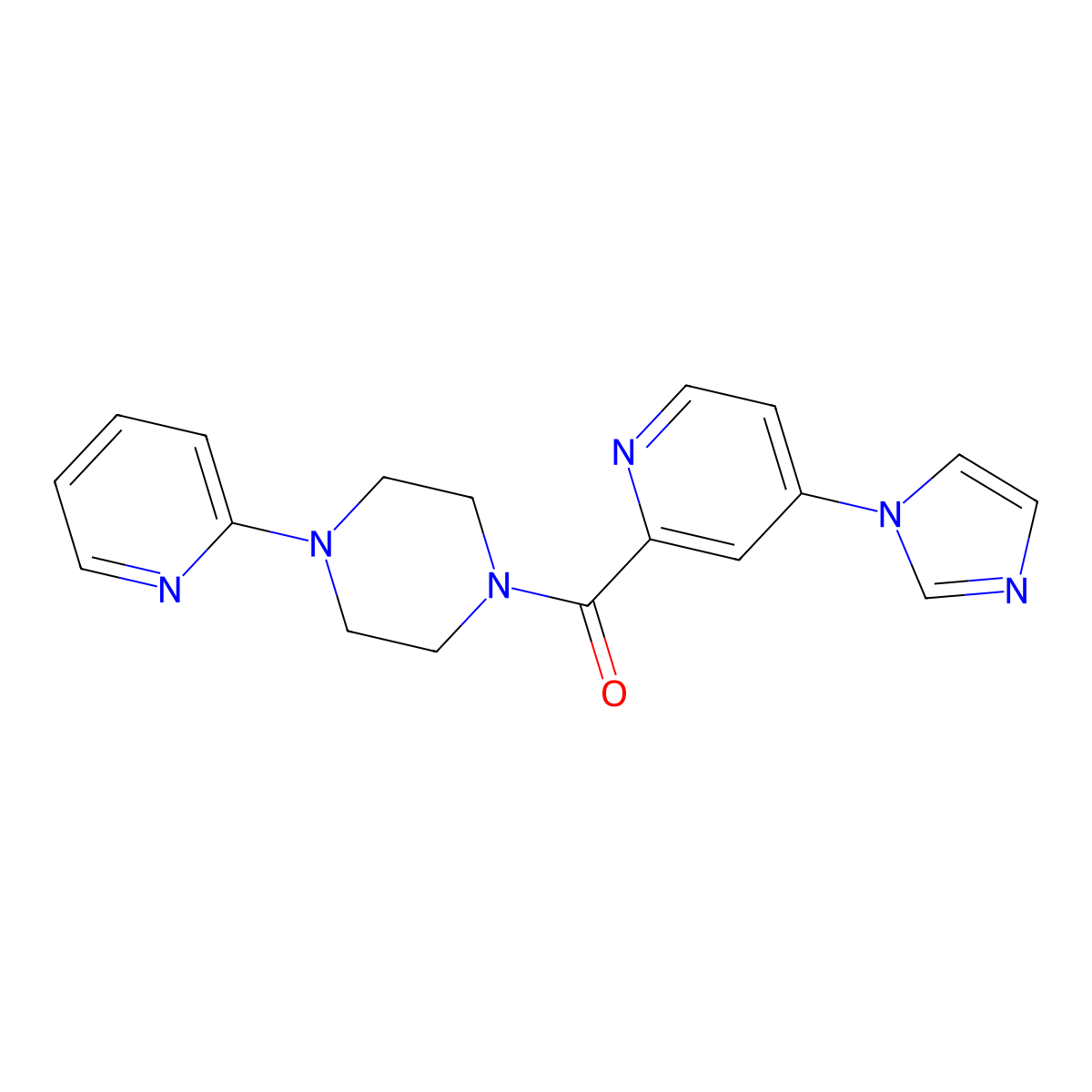 (4-(1H-imidazol-1-yl)pyridin-2-yl)(4-(pyridin-2-yl)piperazin-1-yl)methanone molecular structure, CAS 1426314-71-7