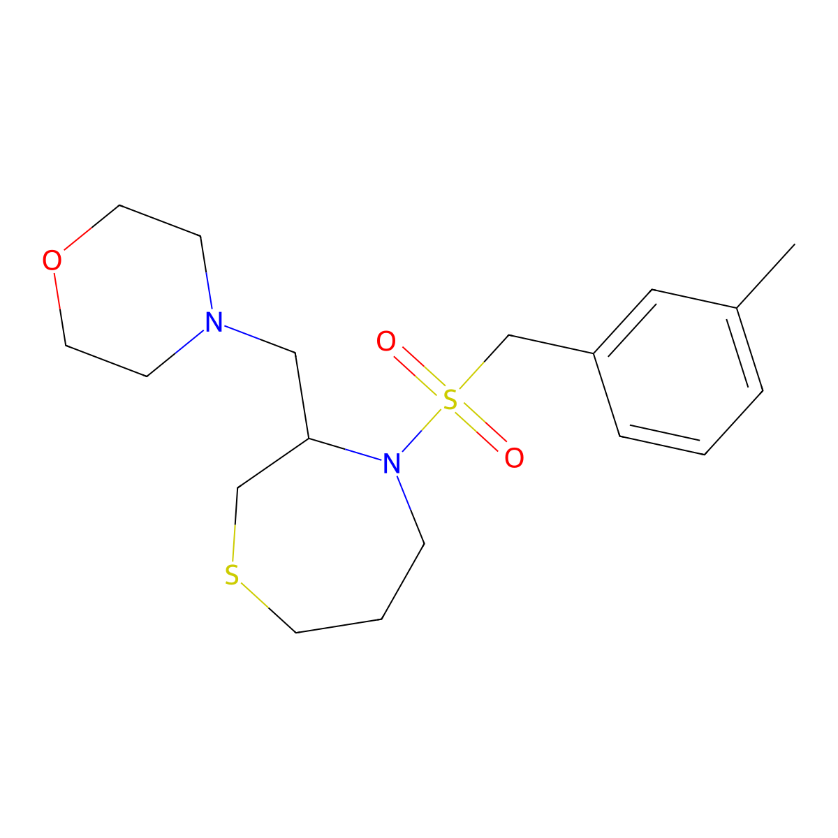 4-((4-((3-Methylbenzyl)sulfonyl)-1,4-thiazepan-3-yl)methyl)morpholine molecular structure, CAS 1426314-74-0