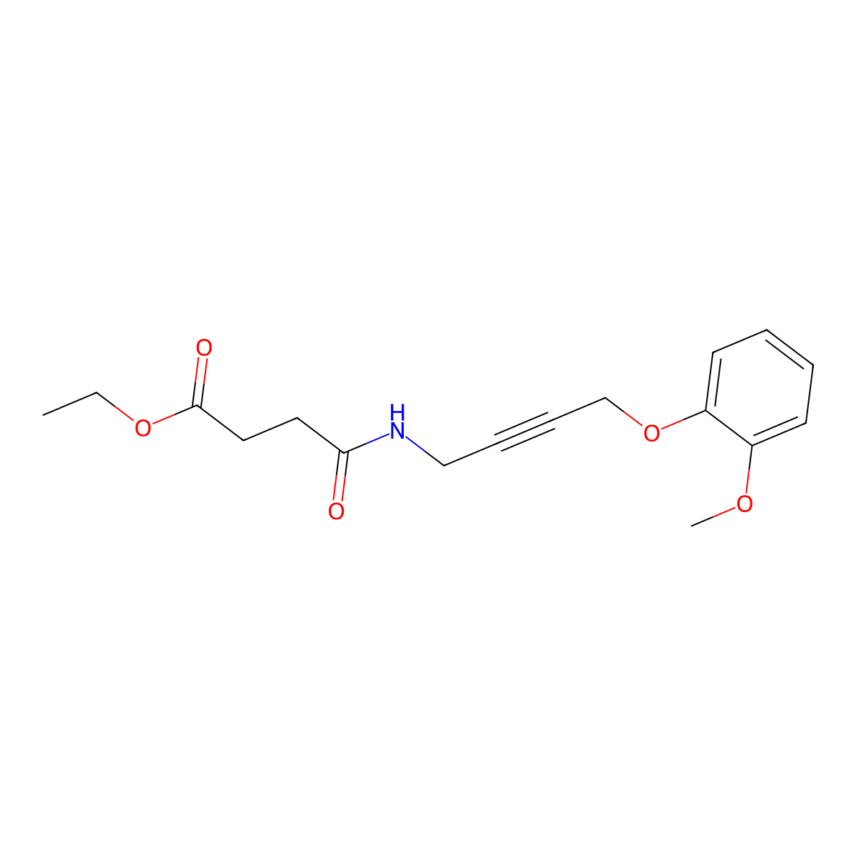 Ethyl 4-((4-(2-methoxyphenoxy)but-2-yn-1-yl)amino)-4-oxobutanoate molecular structure, CAS 1426314-75-1