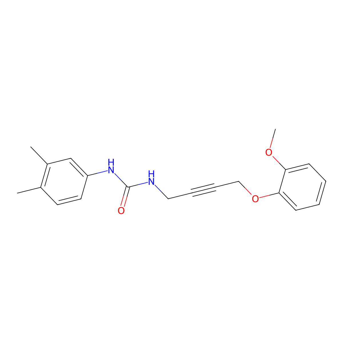 1-(3,4-Dimethylphenyl)-3-(4-(2-methoxyphenoxy)but-2-yn-1-yl)urea molecular structure, CAS 1426314-76-2