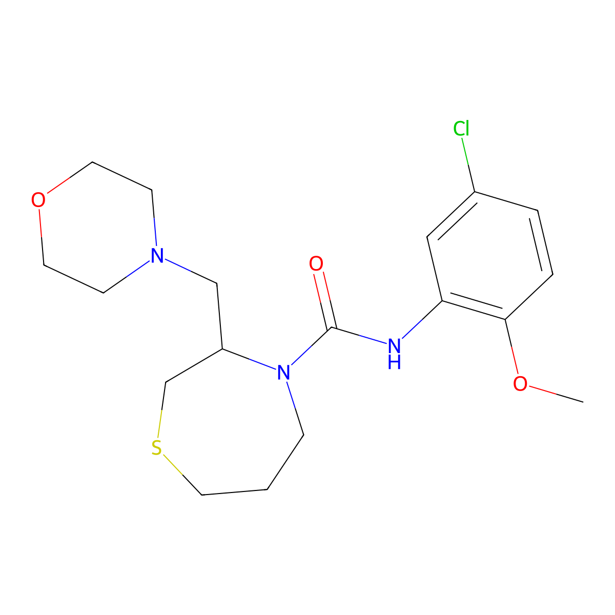 N-(5-chloro-2-methoxyphenyl)-3-(morpholinomethyl)-1,4-thiazepane-4-carboxamide molecular structure, CAS 1426314-77-3