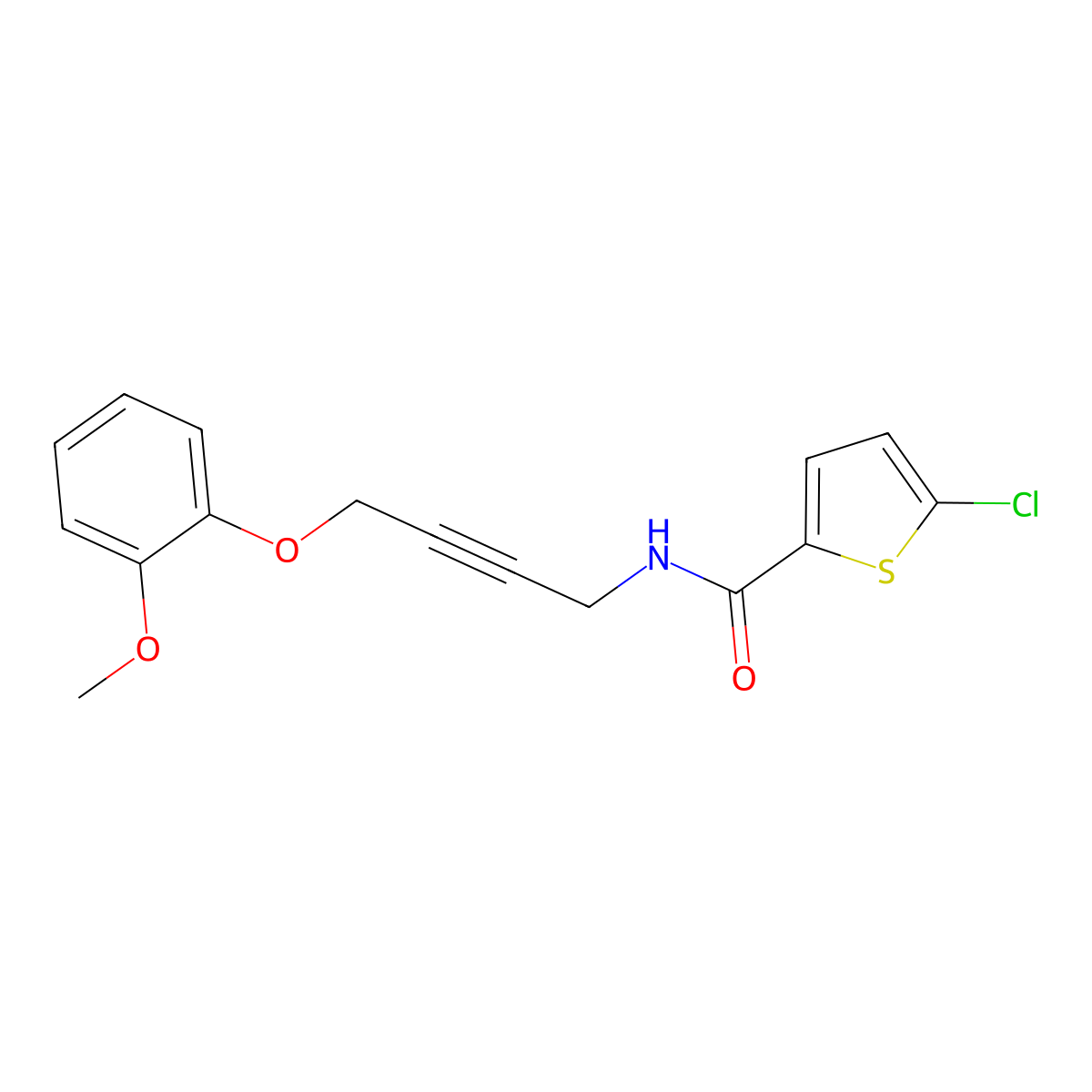 5-chloro-N-(4-(2-methoxyphenoxy)but-2-yn-1-yl)thiophene-2-carboxamide molecular structure, CAS 1426314-79-5