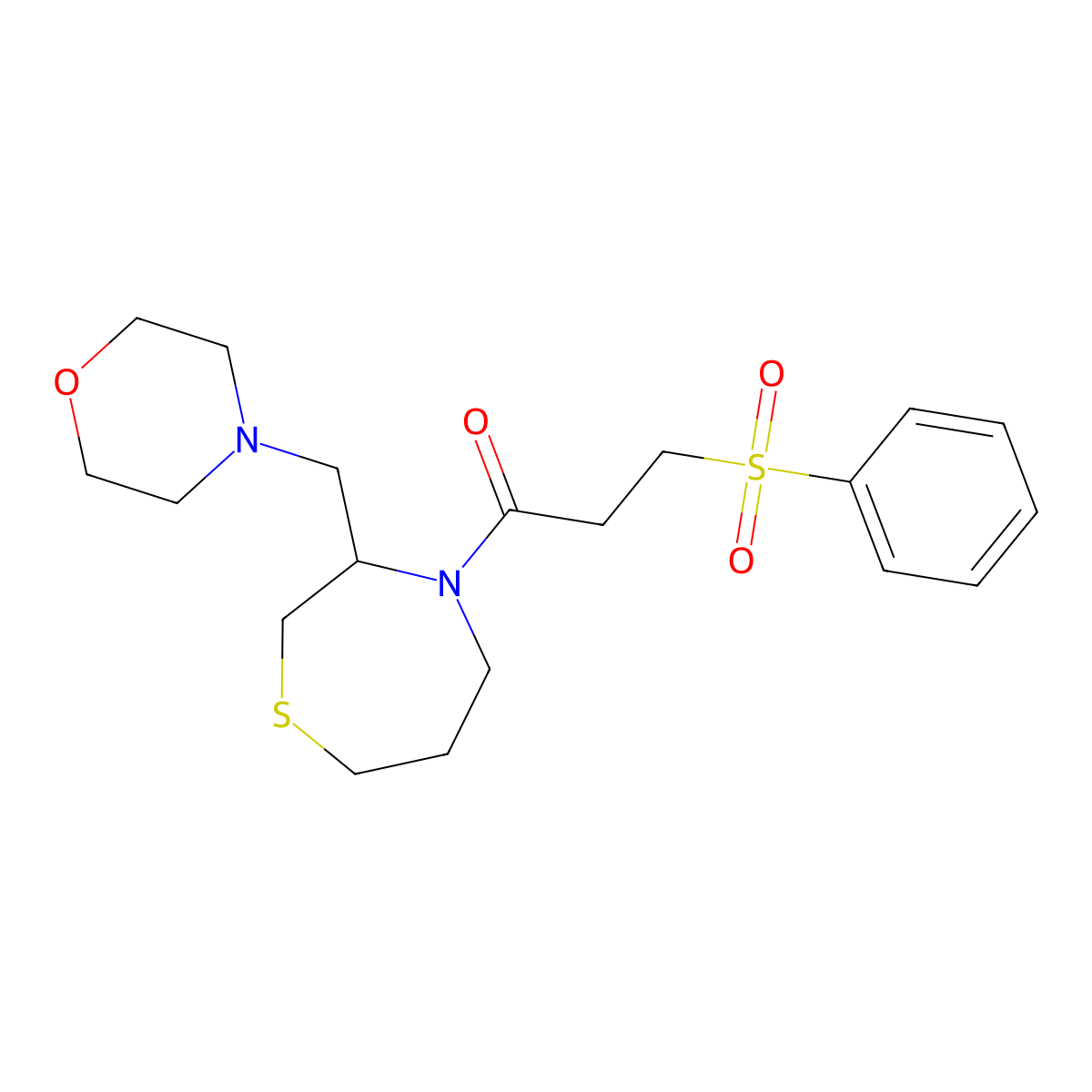 1-(3-(Morpholinomethyl)-1,4-thiazepan-4-yl)-3-(phenylsulfonyl)propan-1-one molecular structure, CAS 1426314-82-0