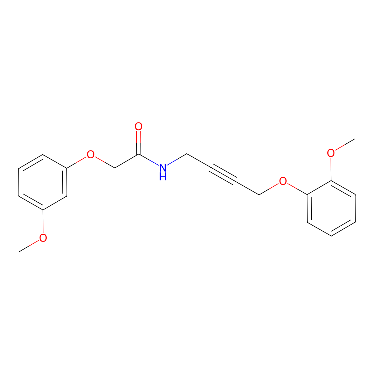 2-(3-methoxyphenoxy)-N-(4-(2-methoxyphenoxy)but-2-yn-1-yl)acetamide molecular structure, CAS 1426314-86-4