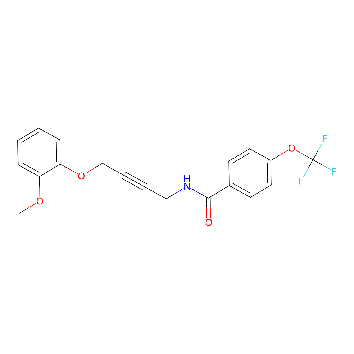N-(4-(2-methoxyphenoxy)but-2-yn-1-yl)-4-(trifluoromethoxy)benzamide molecular structure, CAS 1426314-89-7