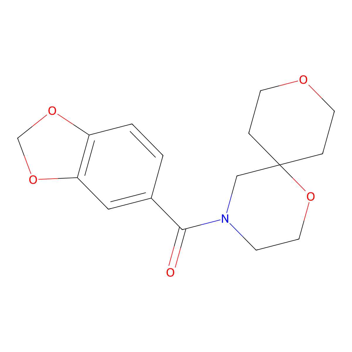 Benzo[d][1,3]dioxol-5-yl(1,9-dioxa-4-azaspiro[5.5]undecan-4-yl)methanone molecular structure, CAS 1426314-90-0