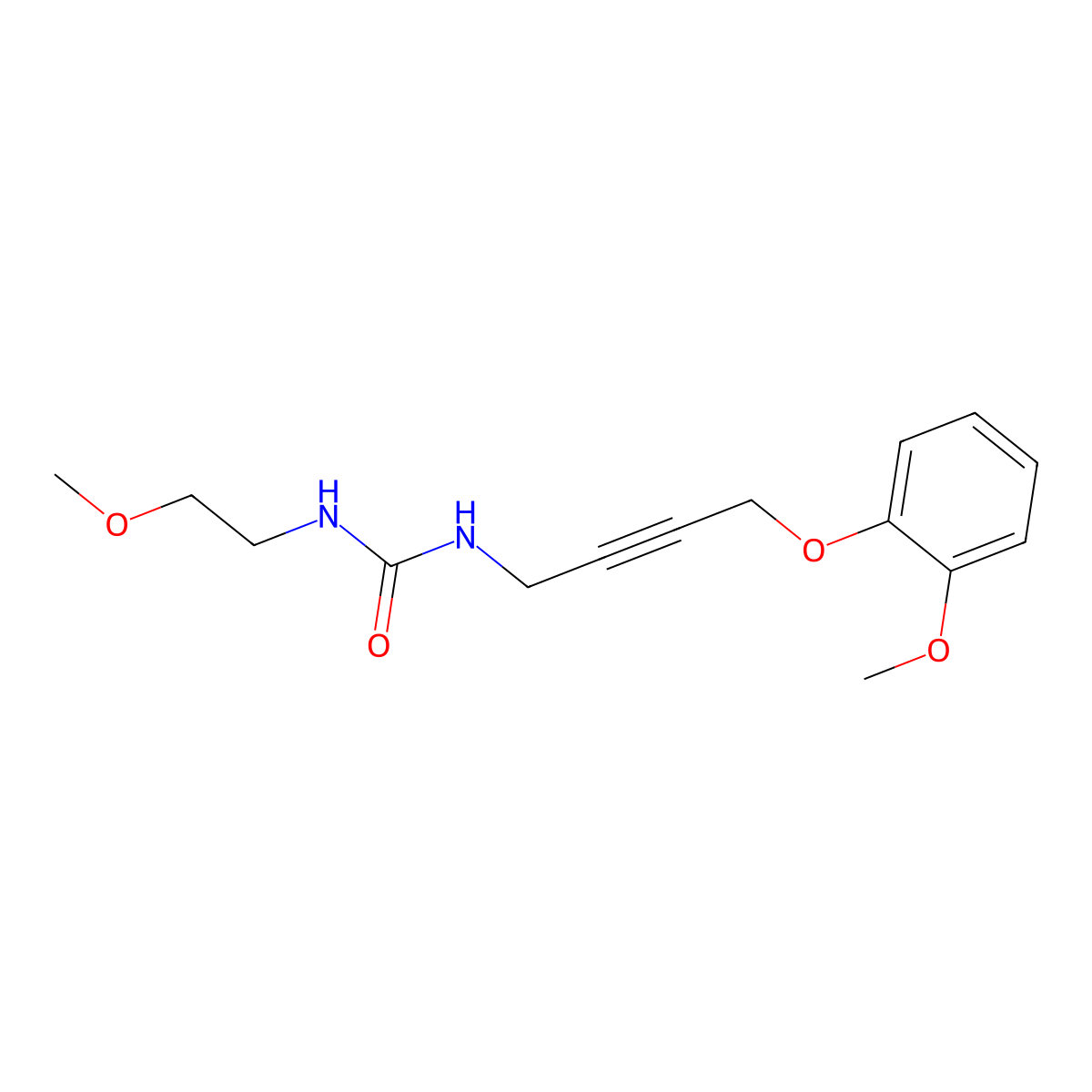 1-(2-Methoxyethyl)-3-(4-(2-methoxyphenoxy)but-2-yn-1-yl)urea molecular structure, CAS 1426314-92-2