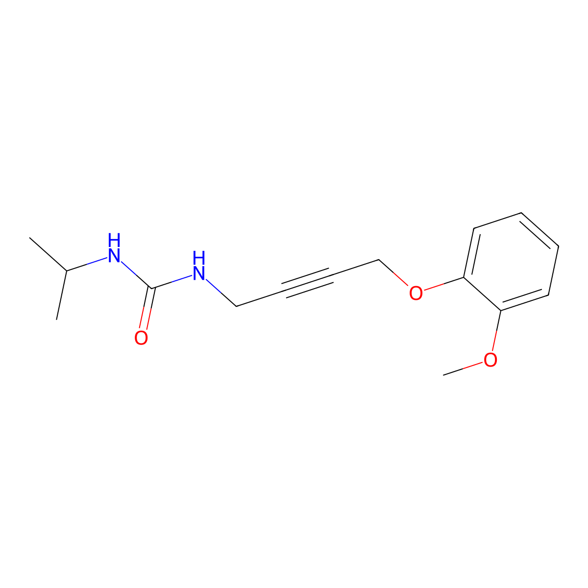 1-Isopropyl-3-(4-(2-methoxyphenoxy)but-2-yn-1-yl)urea molecular structure, CAS 1426314-96-6