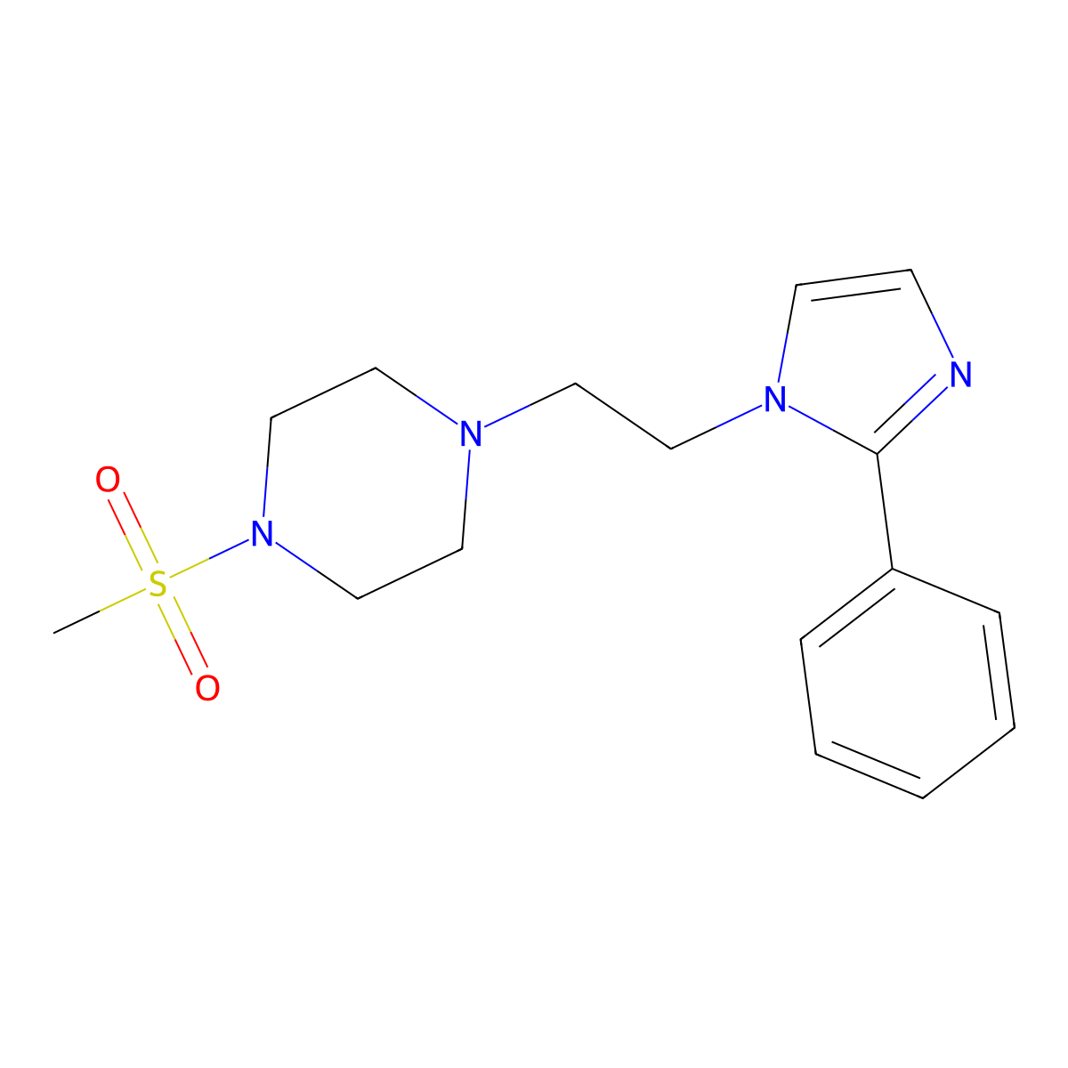 1-(methylsulfonyl)-4-(2-(2-phenyl-1H-imidazol-1-yl)ethyl)piperazine molecular structure, CAS 1426314-98-8
