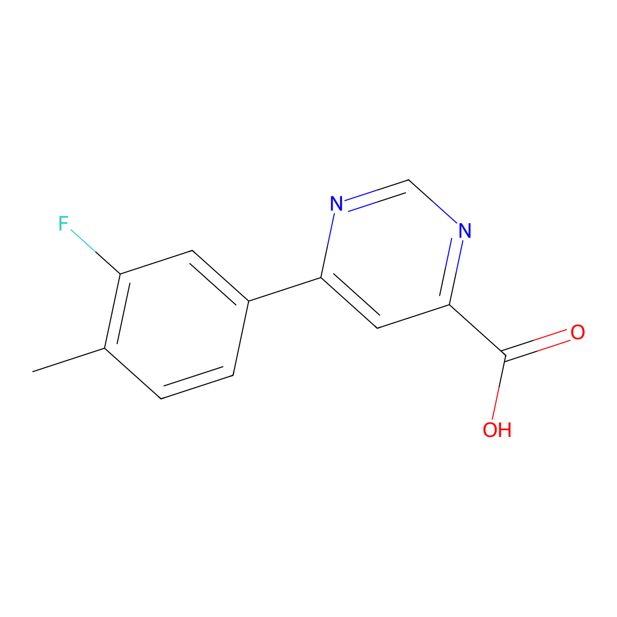 6-(3-Fluoro-4-methylphenyl)pyrimidine-4-carboxylic acid molecular structure, CAS 1426319-57-4
