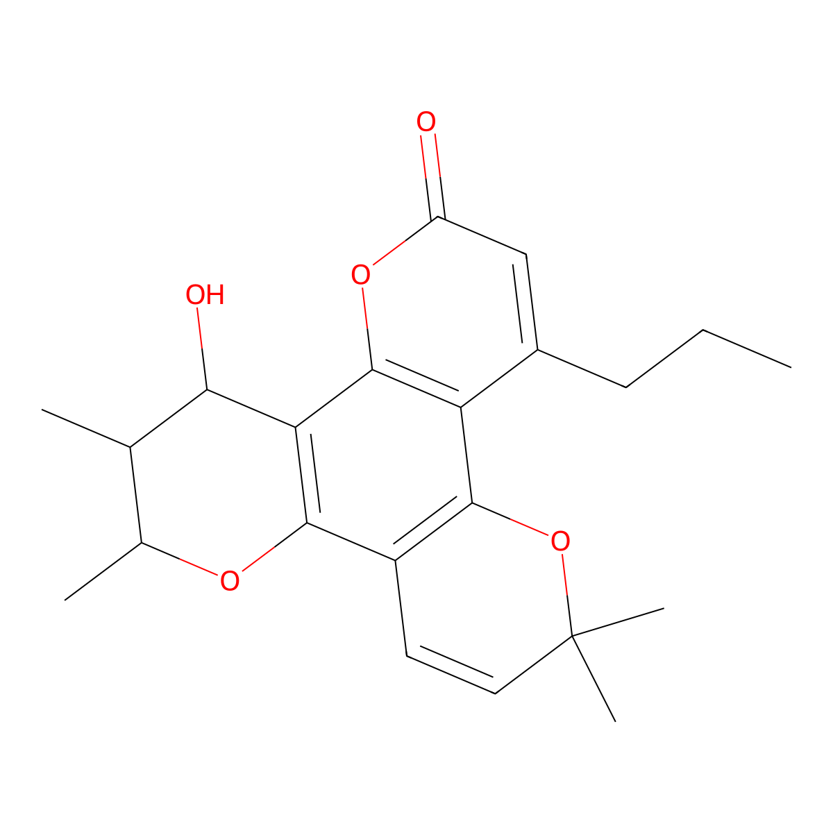 (+)-Calanolide A molecular structure, CAS 142632-32-4