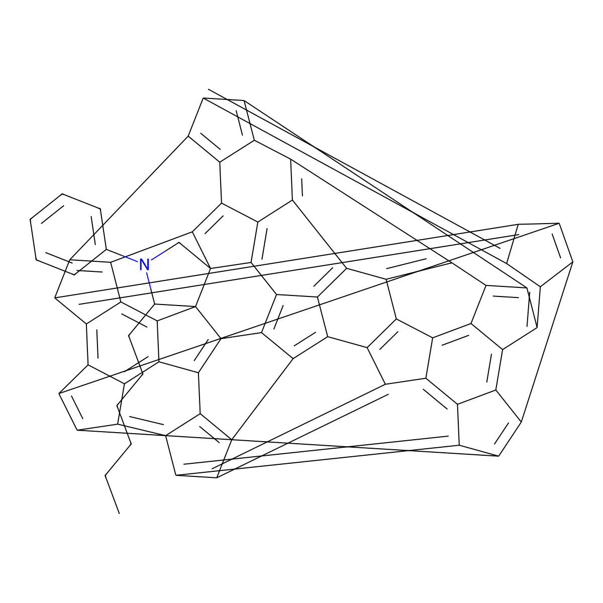 N-Phenyl-2-hexyl[60]fulleropyrrolidine molecular structure, CAS 1426332-00-4