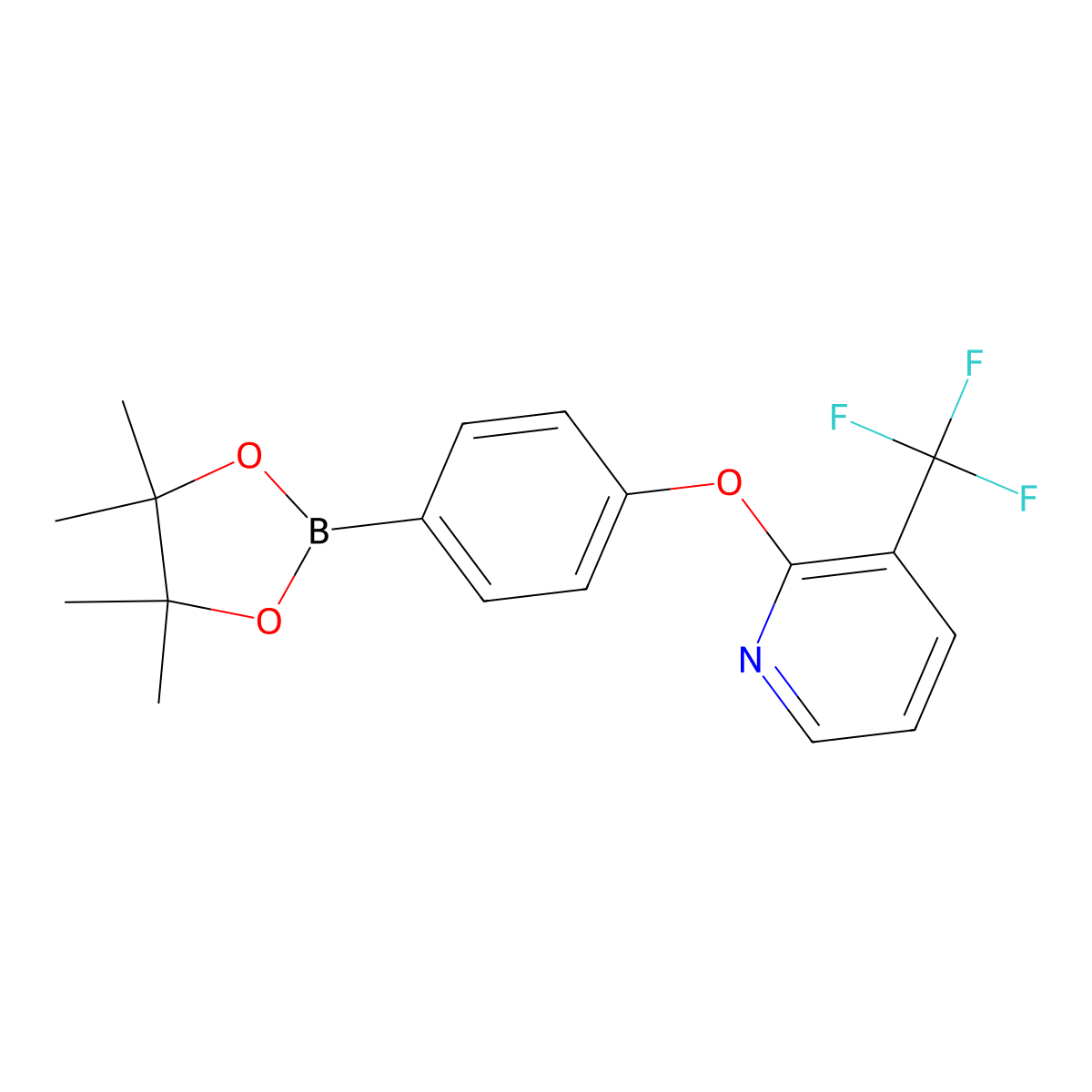 2-[4-(Tetramethyl-1,3,2-dioxaborolan-2-yl)phenoxy]-3-(trifluoromethyl)pyridine molecular structure, CAS 1426337-05-4