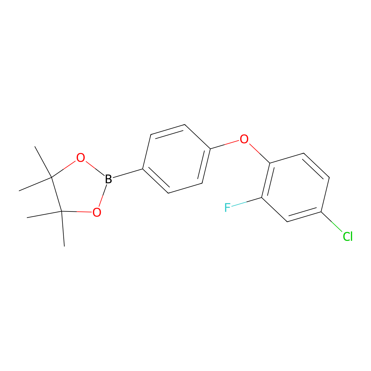 2-[4-(4-Chloro-2-fluorophenoxy)phenyl]-4,4,5,5-tetramethyl-[1,3,2]dioxaborolane molecular structure, CAS 1426337-41-8