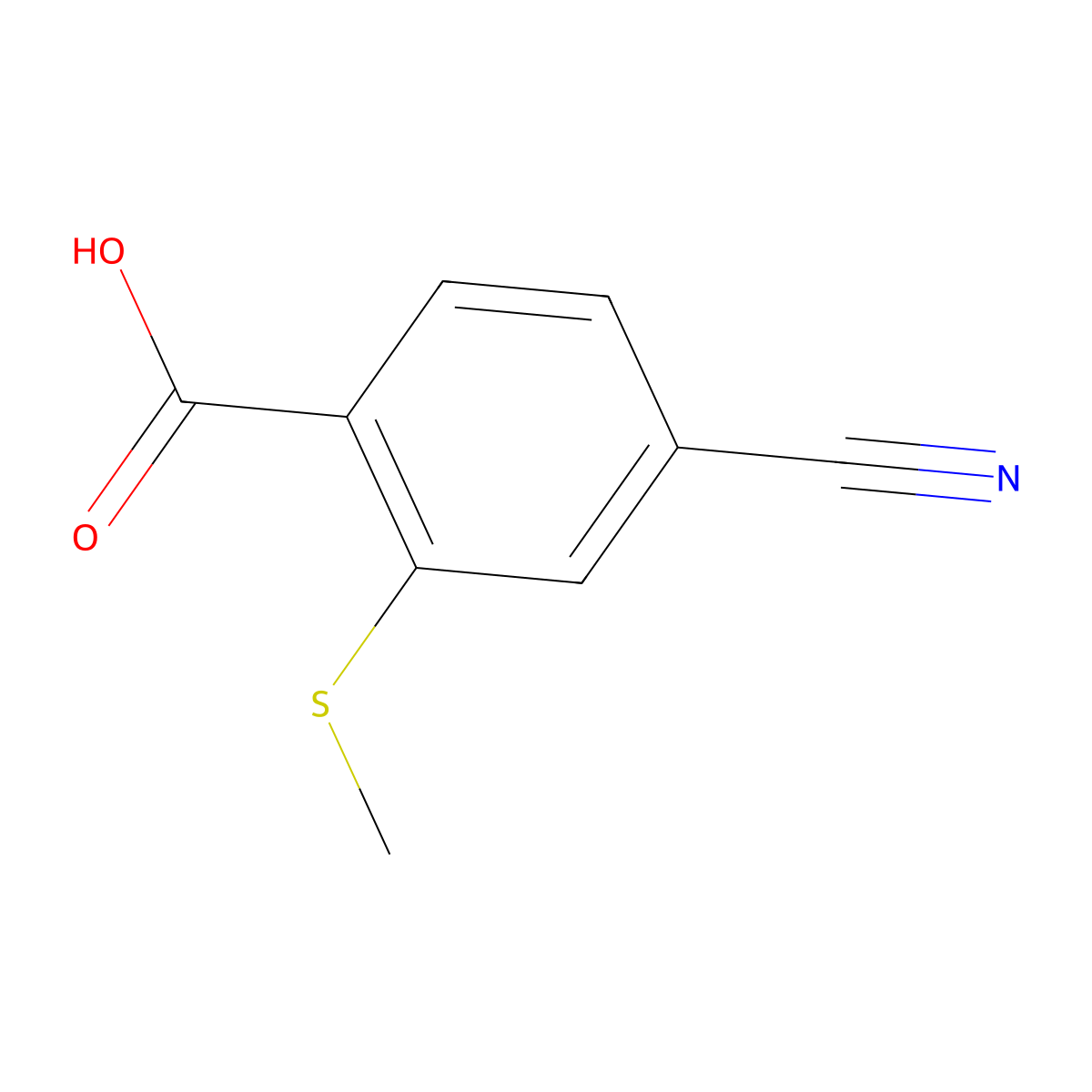 4-Cyano-2-(methylthio)benzoic acid molecular structure, CAS 1426338-28-4