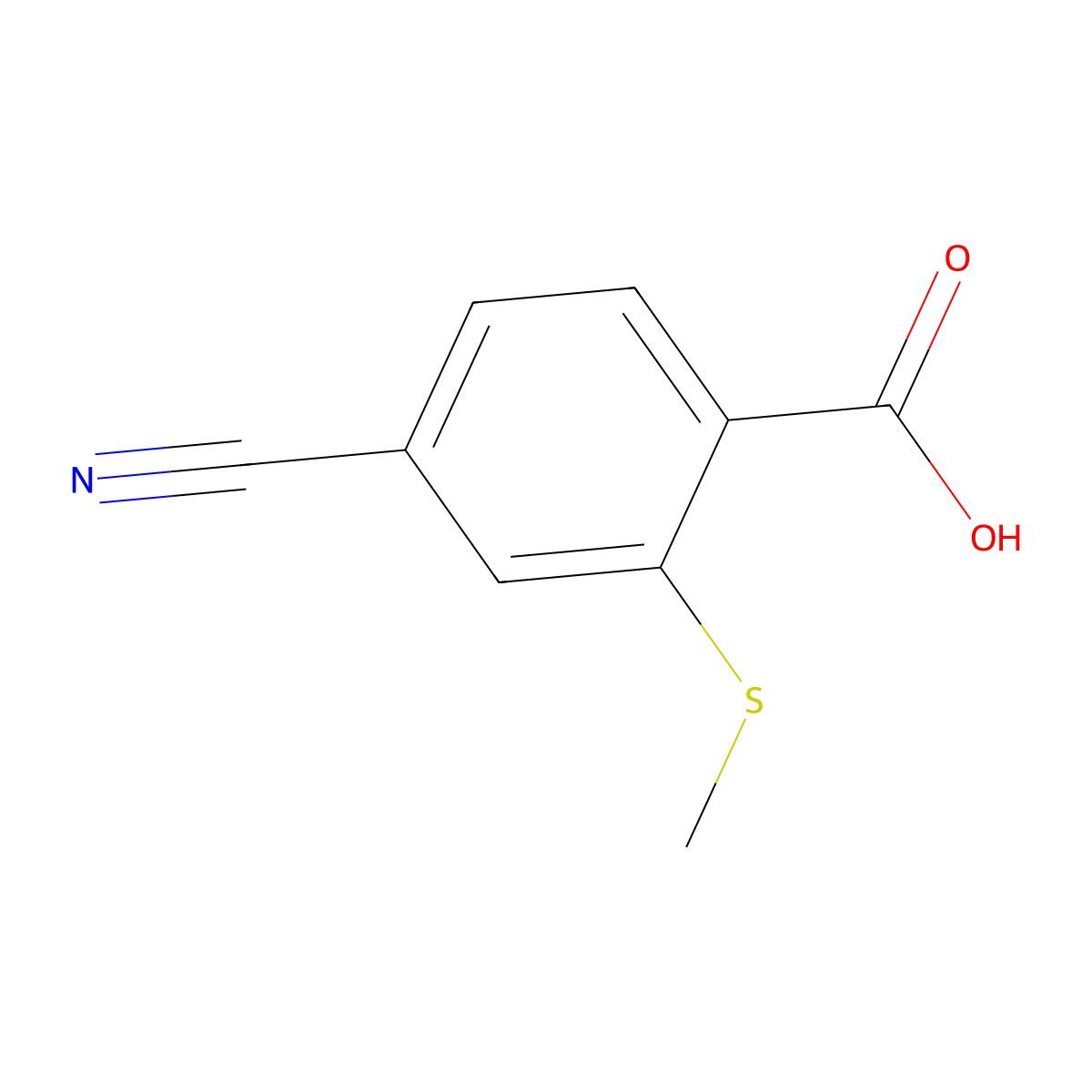 4-Cyano-2-(methylthio)benzoic acid molecular structure, CAS 1426338-28-4