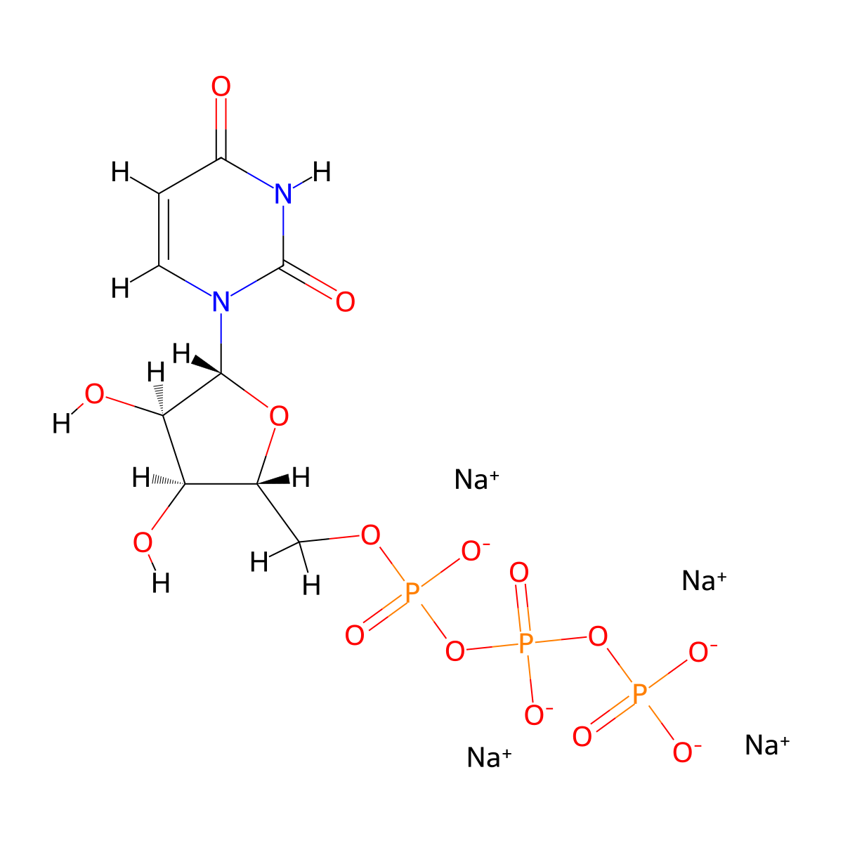 Uridine 5'-triphosphate tetrasodium molecular structure, CAS 14264-46-1