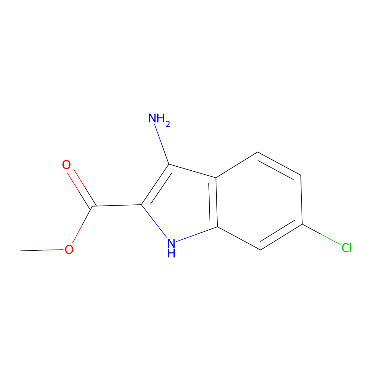 methyl 3-amino-6-chloro-1H-indole-2-carboxylate molecular structure, CAS 142641-05-2