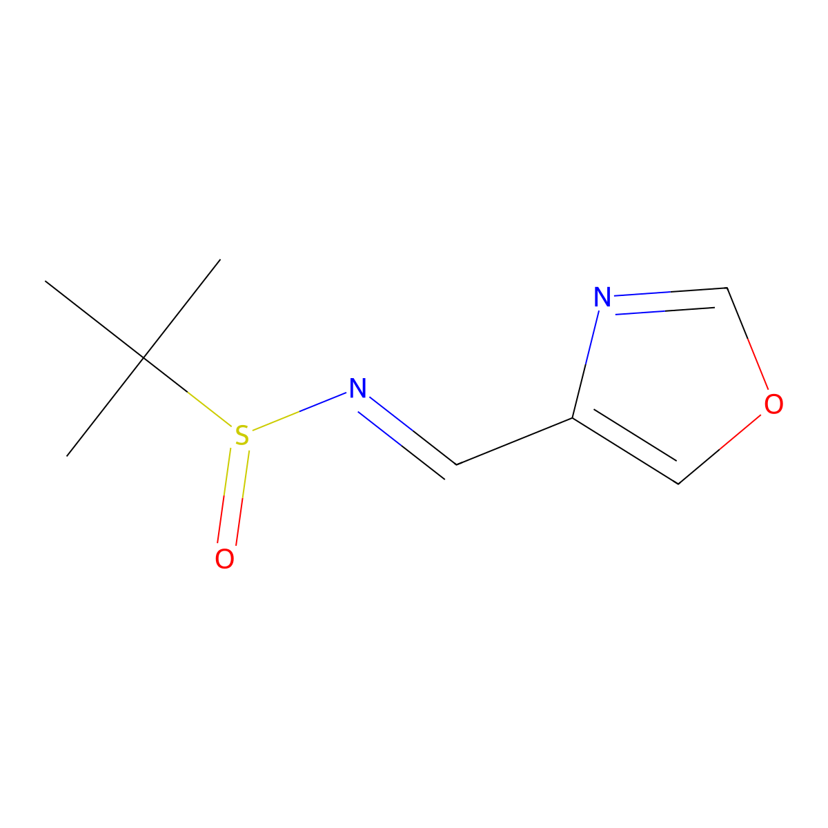 2-methyl-N-[(1E)-1,3-oxazol-4-ylmethylidene]propane-2-sulfinamide molecular structure, CAS 1426421-47-7