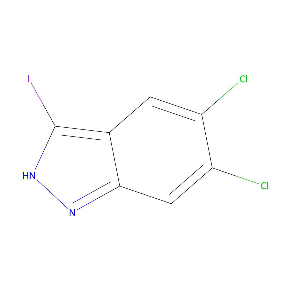 5,6-dichloro-3-iodo-1H-indazole molecular structure, CAS 1426421-76-2