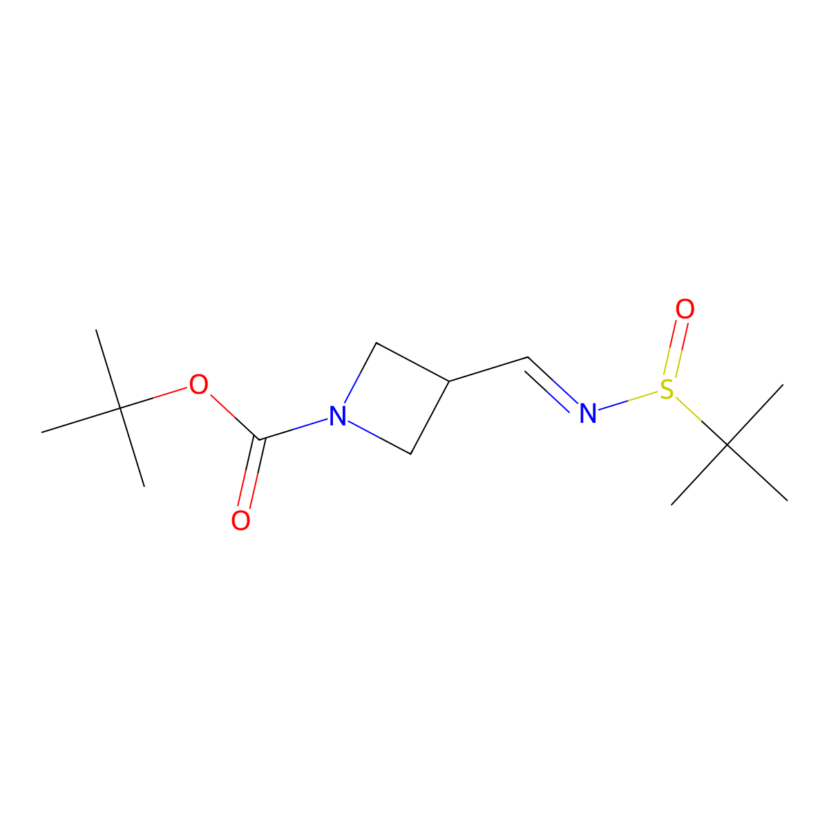 tert-Butyl (E)-3-(((tert-butylsulfinyl)imino)methyl)azetidine-1-carboxylate molecular structure, CAS 1426421-85-3