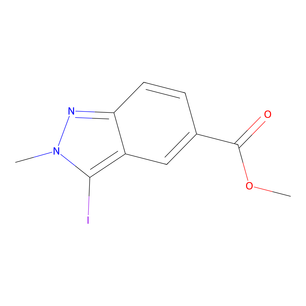 Methyl 3-iodo-2-methyl-2H-indazole-5-carboxylate molecular structure, CAS 1426423-86-0