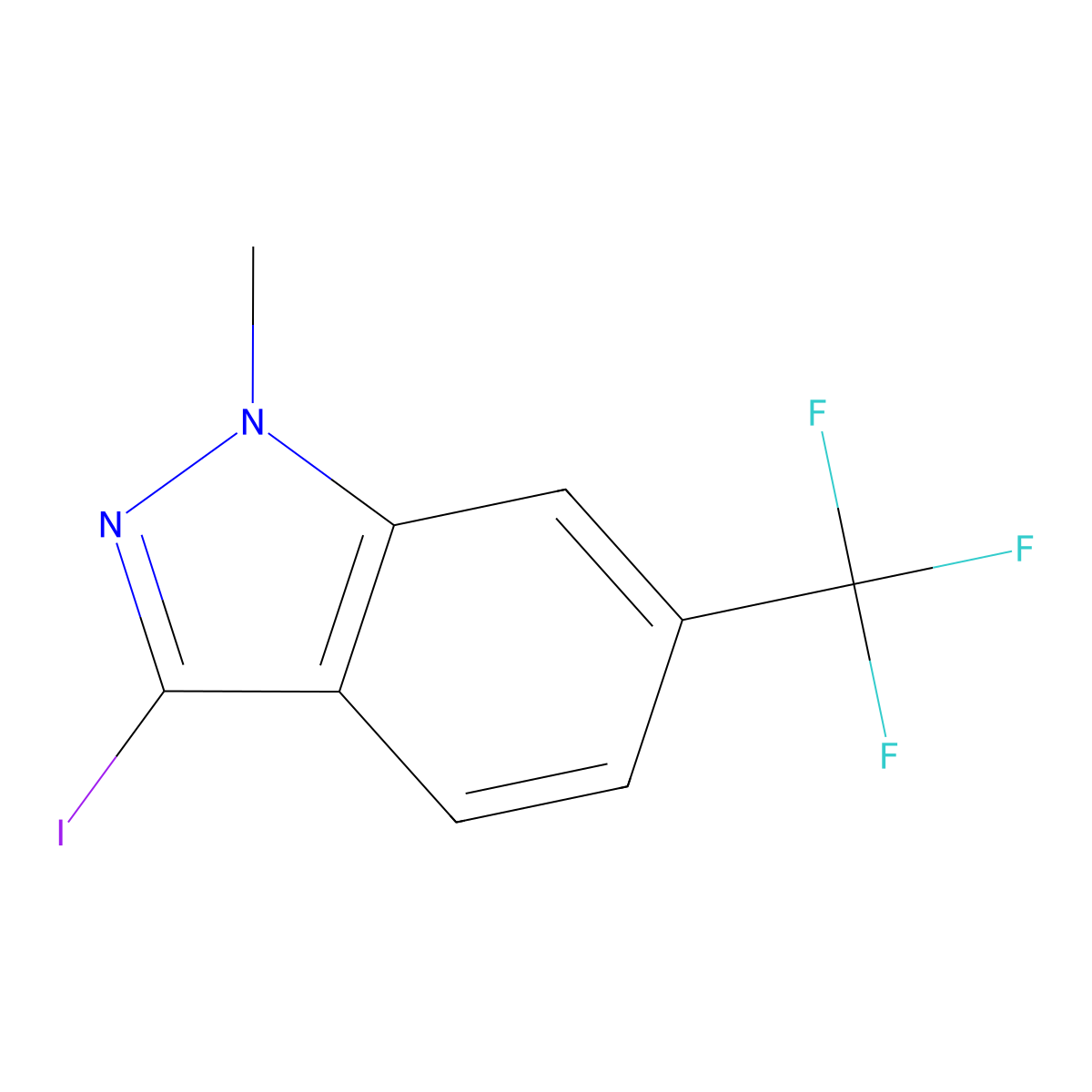 3-iodo-1-methyl-6-(trifluoromethyl)-1H-indazole molecular structure, CAS 1426425-33-3
