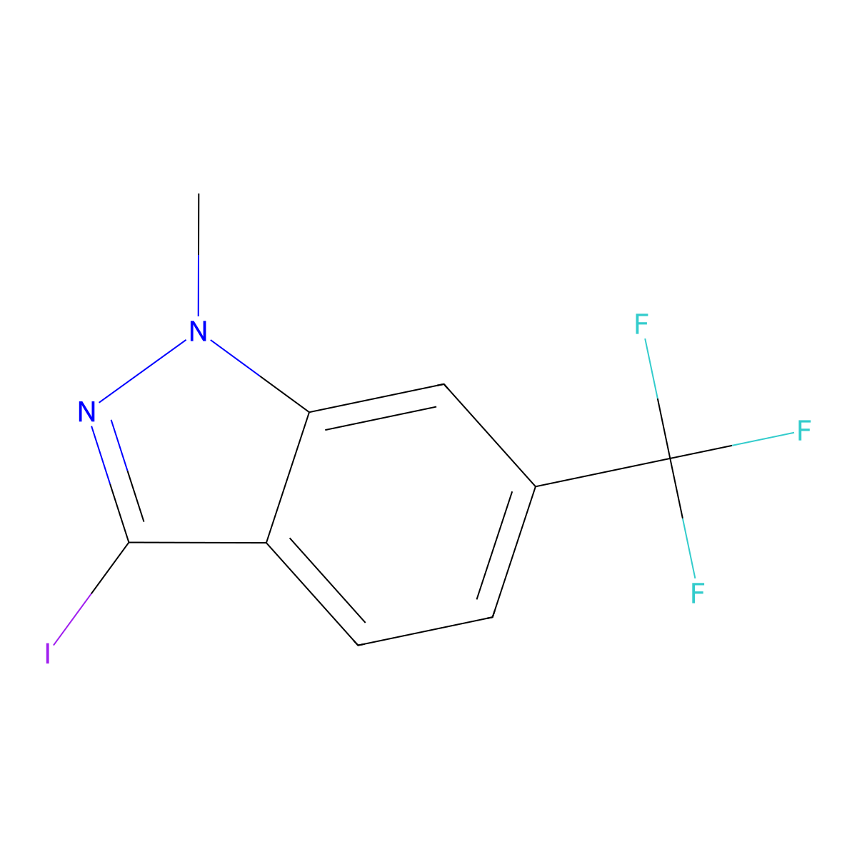 3-iodo-1-methyl-6-(trifluoromethyl)-1H-indazole molecular structure, CAS 1426425-33-3